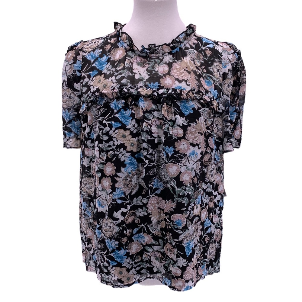 NEW Kensie Black Floral Blouse Size Small